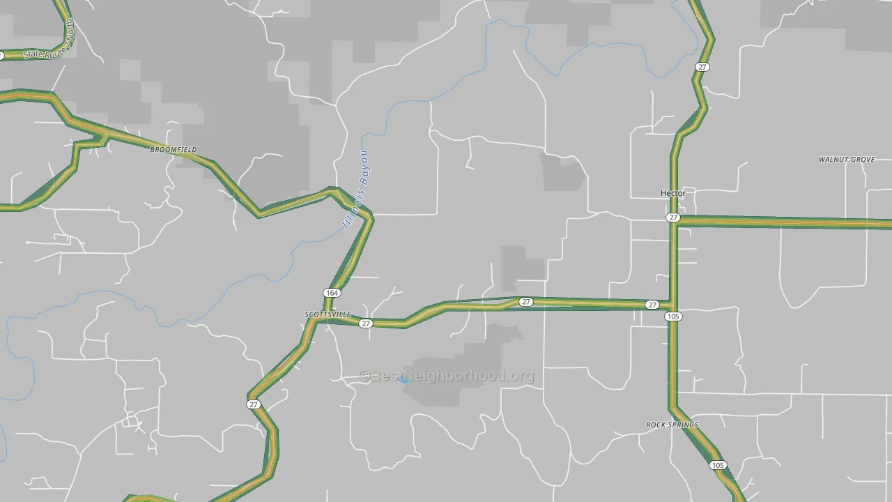 Scottsville, AR Map of Noise Levels in Scottsville