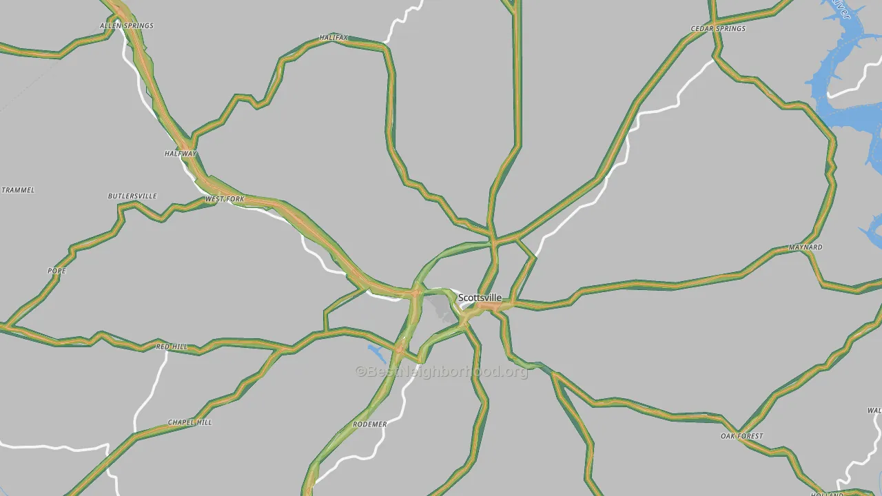 Scottsville, KY Map of Noise Levels in Scottsville