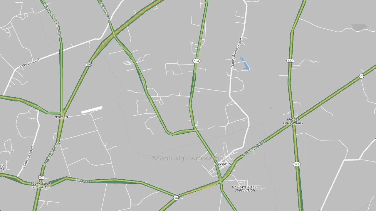 Scottsville, SC Map of Noise Levels in Scottsville