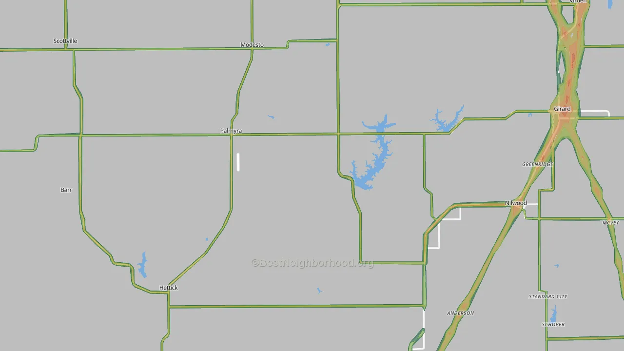 Scottville, IL Map of Noise Levels in Scottville