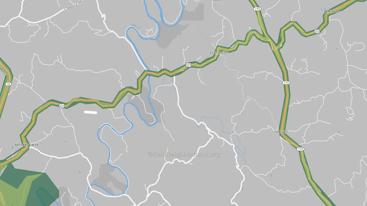 Scottville, NC Map of Noise Levels in Scottville