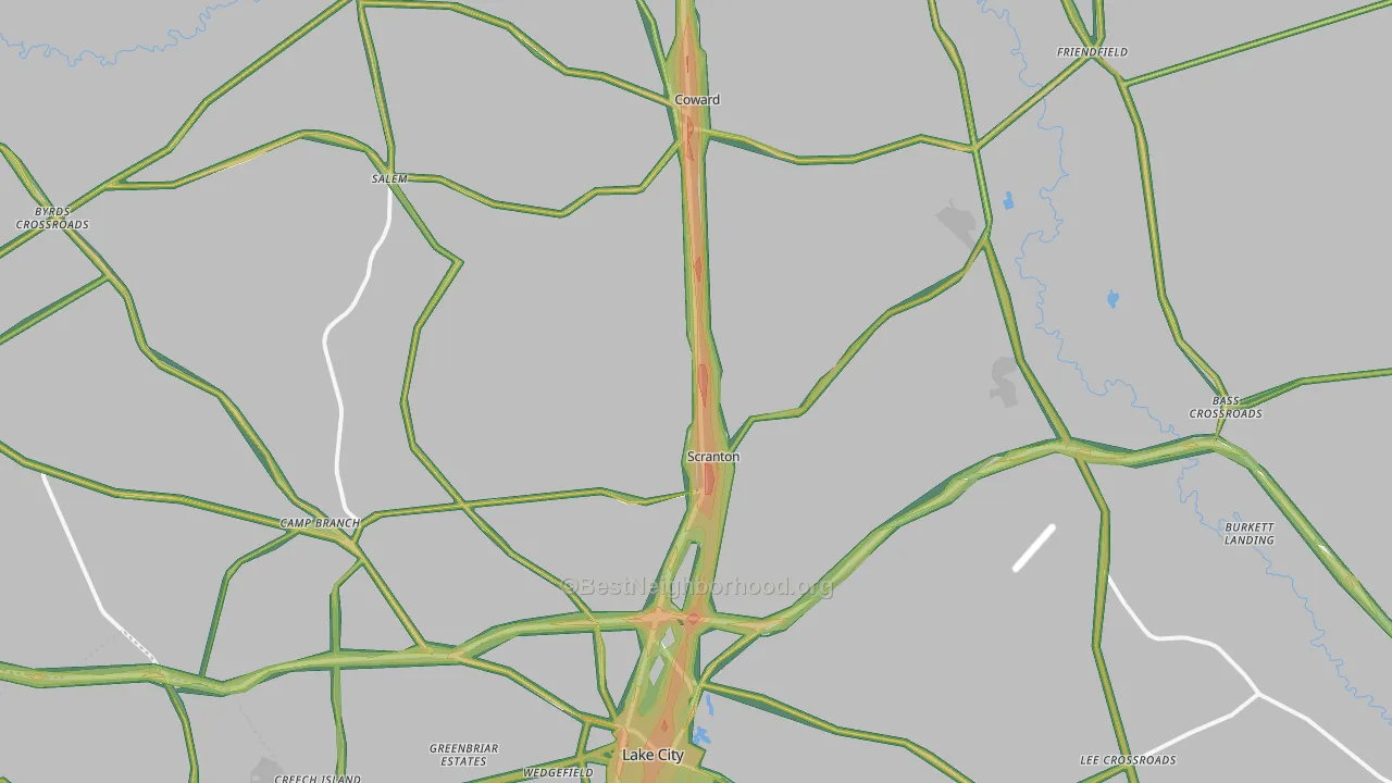 Scranton, SC Map of Noise Levels in Scranton