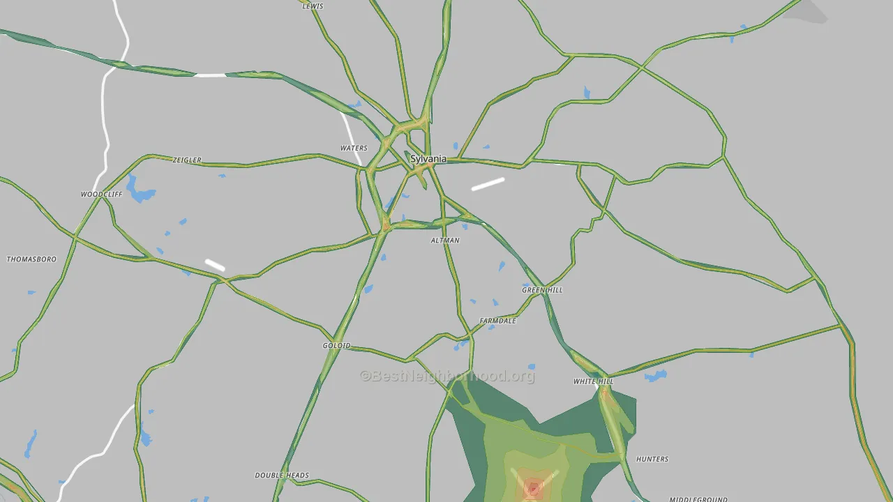 Screven County, GA Map of Noise Levels in Screven County