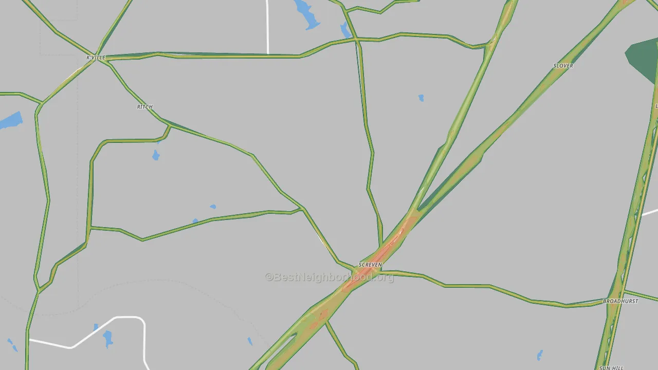 Screven, GA Map of Noise Levels in Screven
