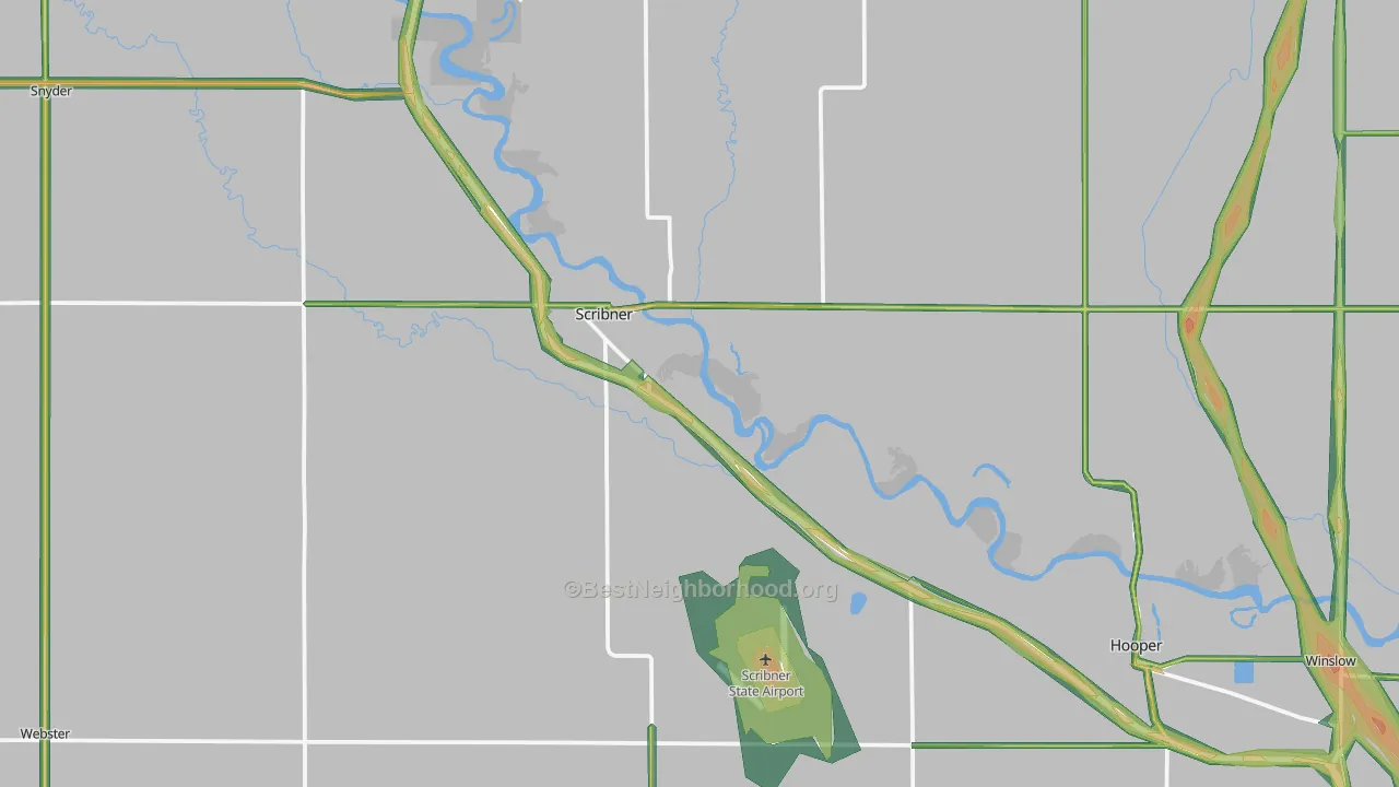 Scribner, NE Map of Noise Levels in Scribner