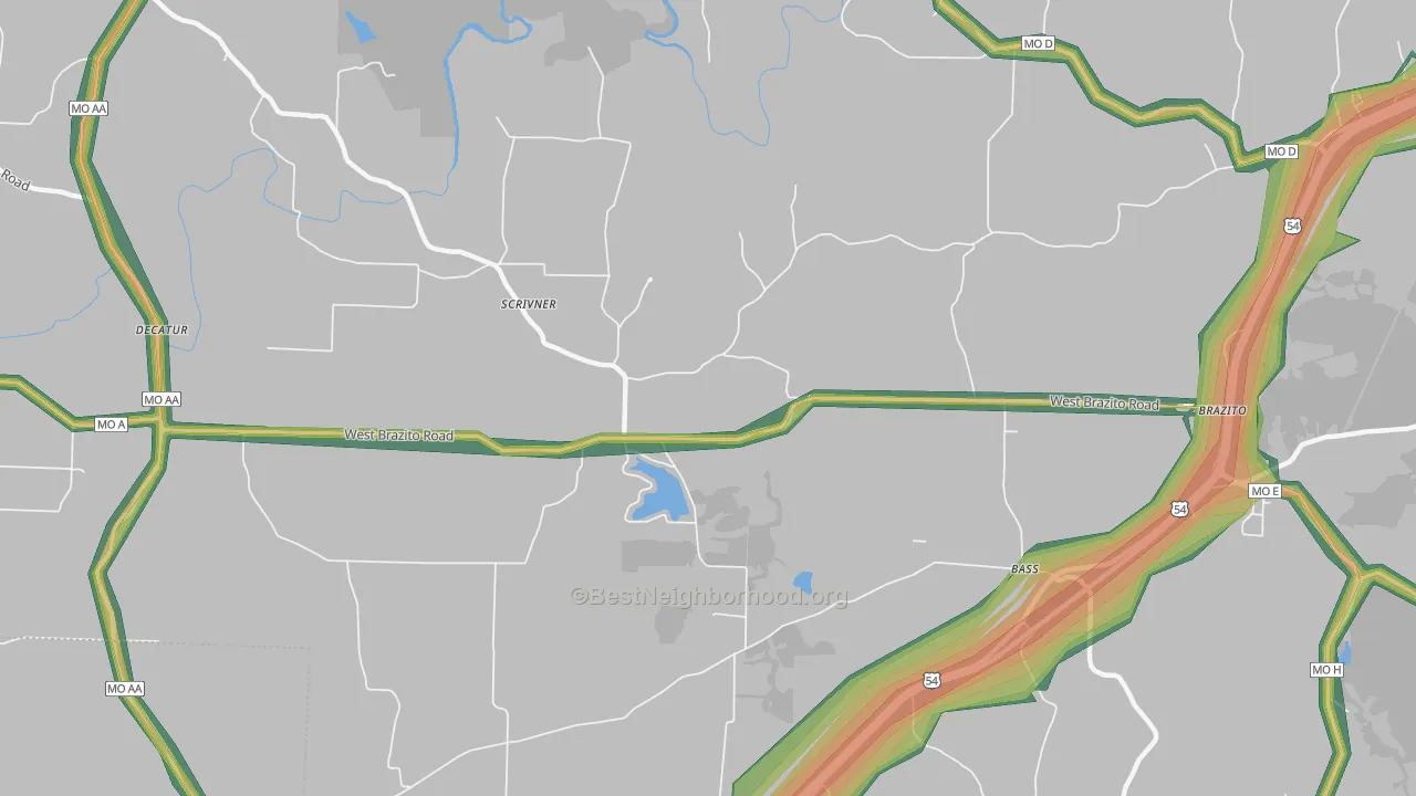 Scrivner, MO Map of Noise Levels in Scrivner