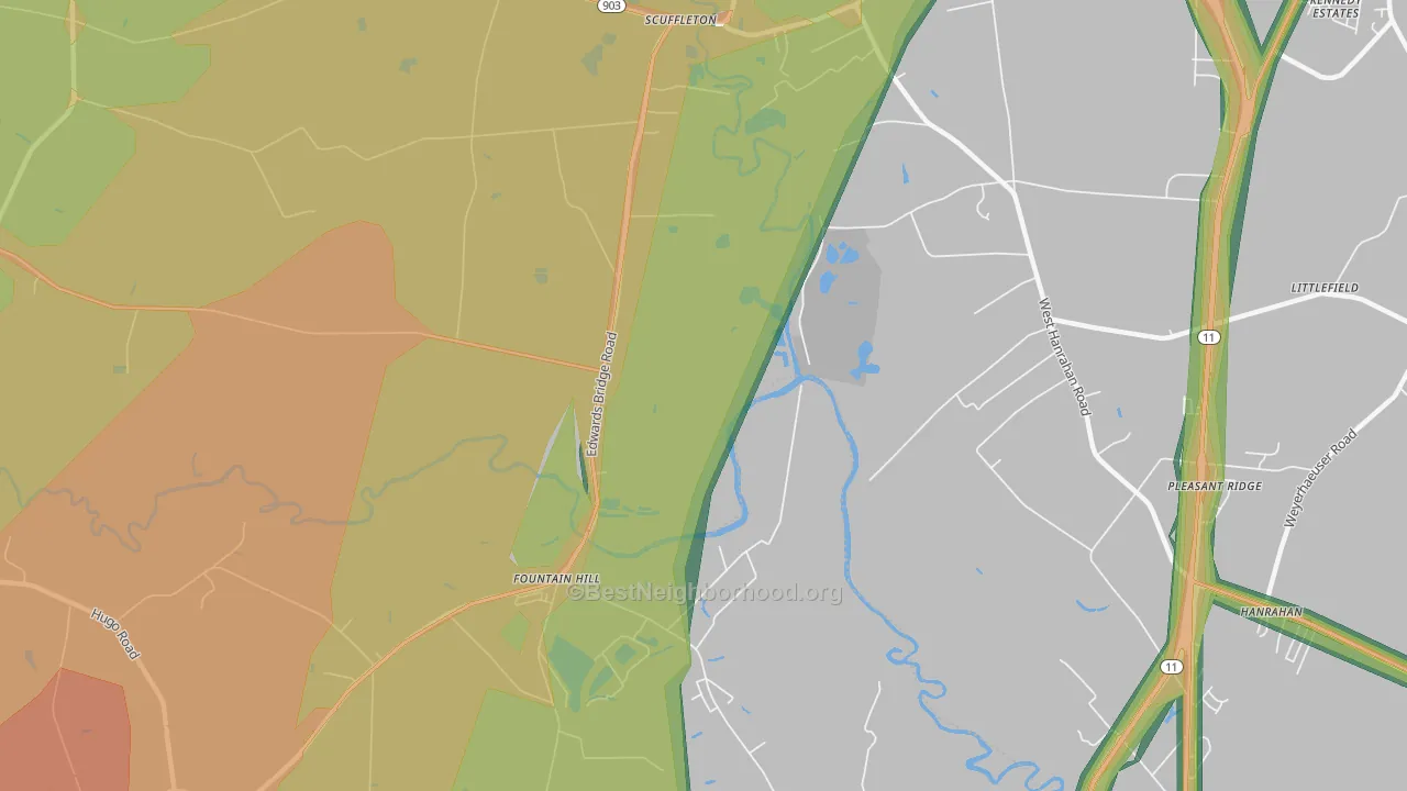 Scuffleton, NC Map of Noise Levels in Scuffleton