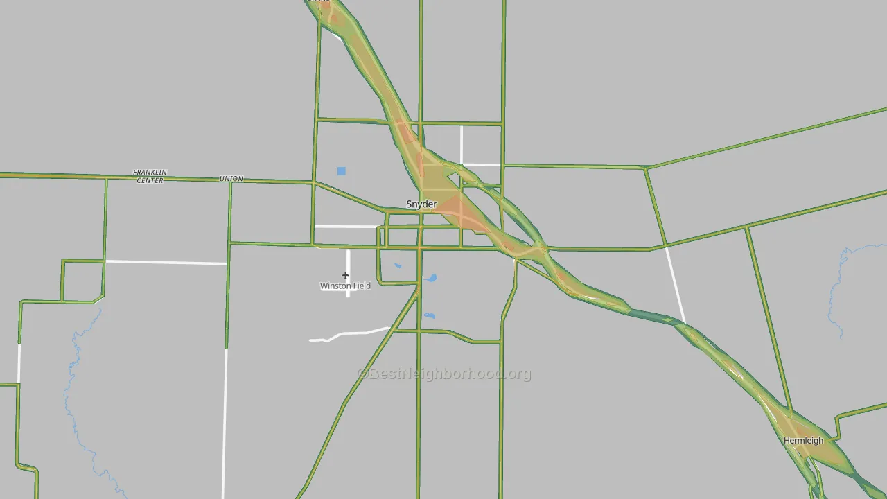 Scurry County, TX Map of Noise Levels in Scurry County