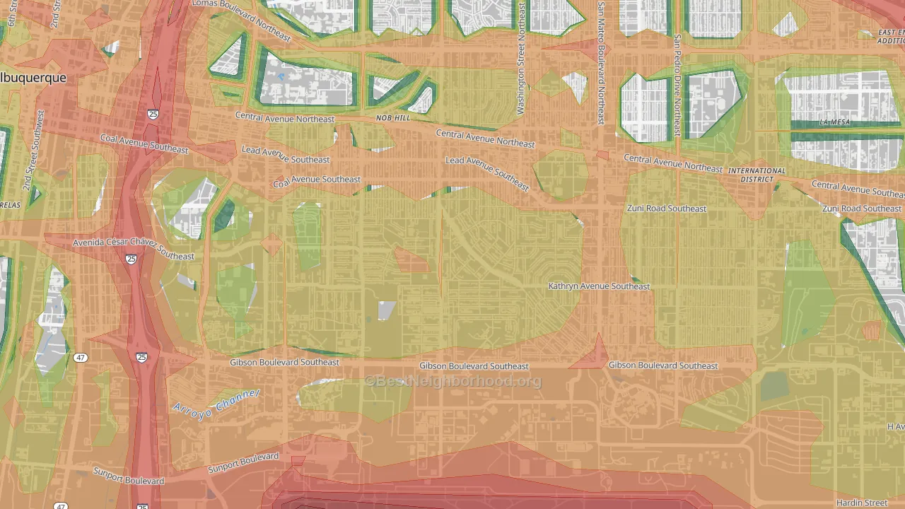 Se Heights, Albuquerque, NM Map of Noise Levels in Se Heights