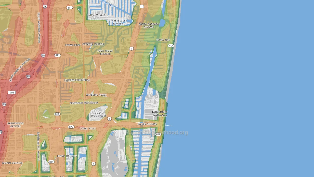 Sea Ranch Lakes, FL Map of Noise Levels in Sea Ranch Lakes