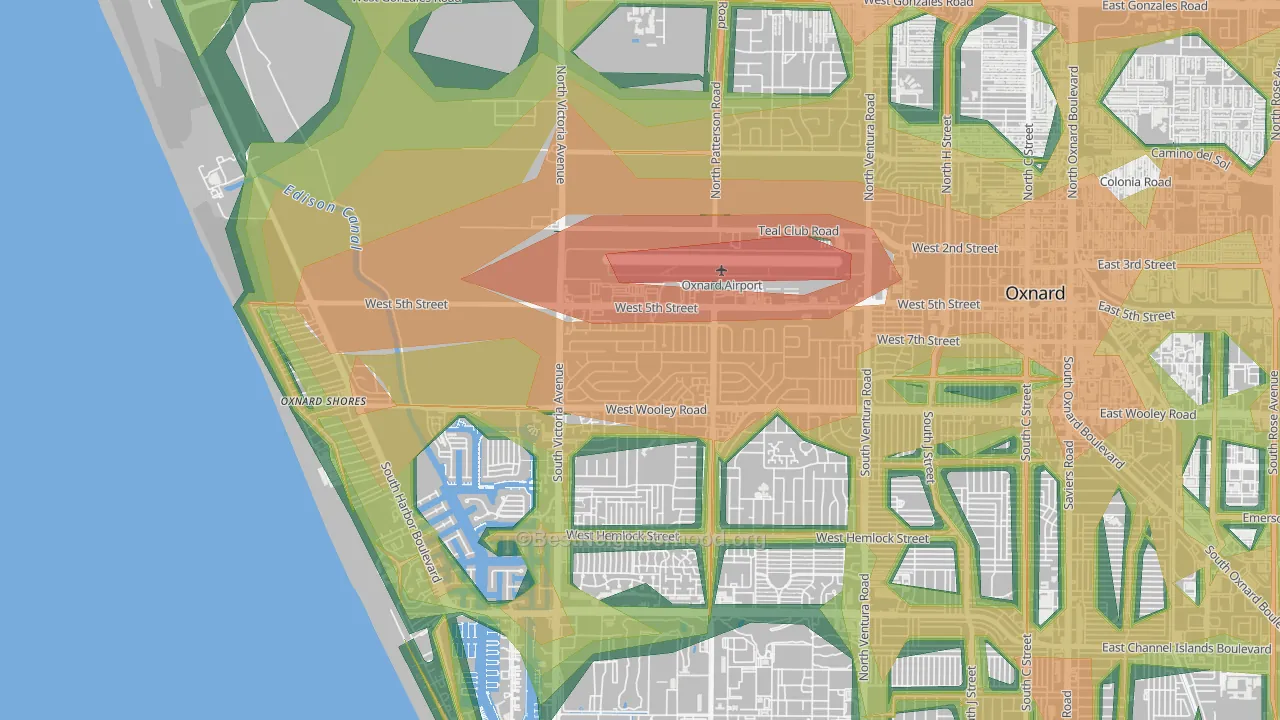 Sea View Estates, Oxnard, CA Map of Noise Levels in Sea View Estates