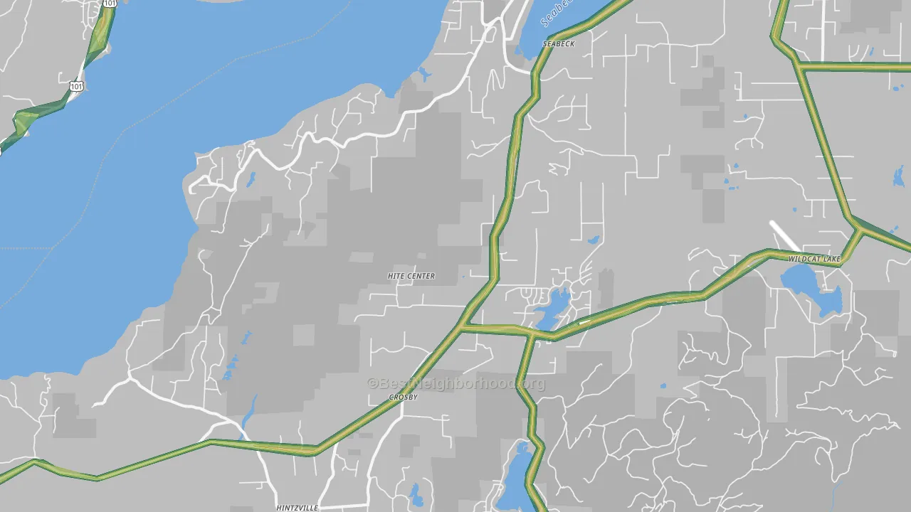 Seabeck, WA Map of Noise Levels in Seabeck