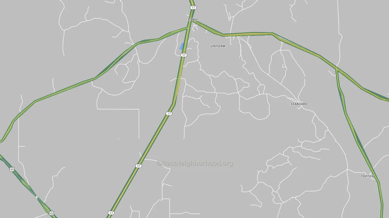 Seaboard, AL Map of Noise Levels in Seaboard