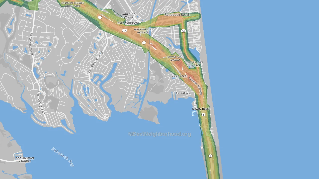 Seabreeze, DE Map of Noise Levels in Seabreeze