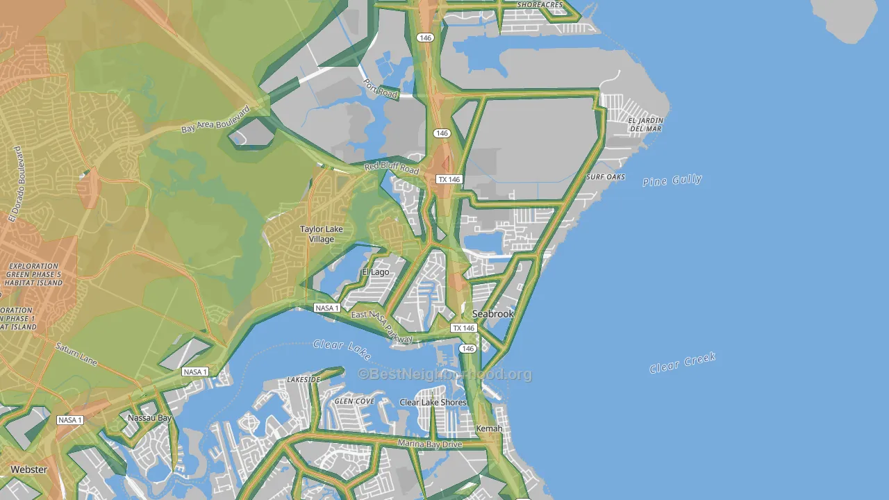 Seabrook, TX Map of Noise Levels in Seabrook