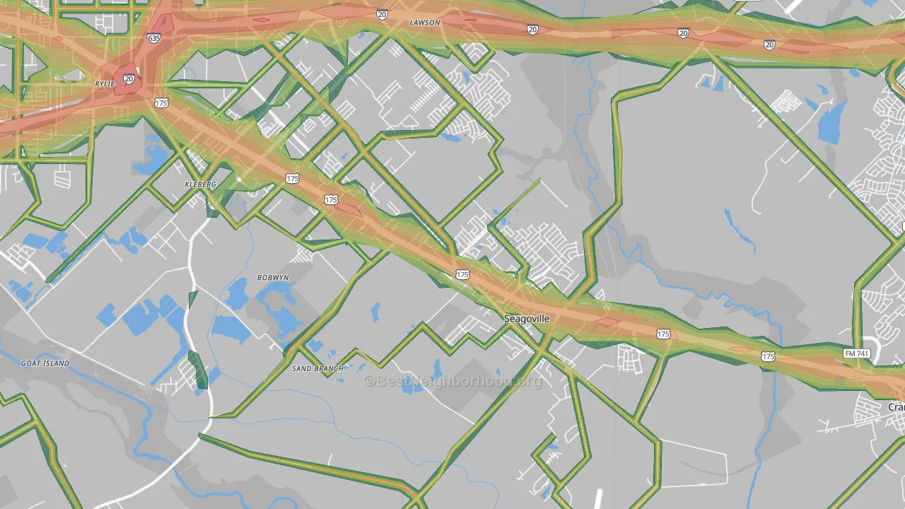Seagoville, TX Map of Noise Levels in Seagoville