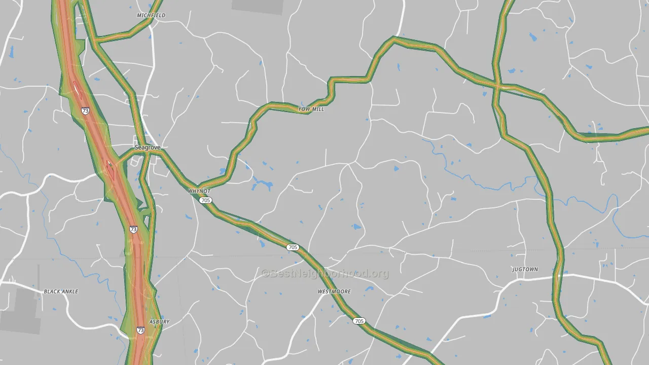 Seagrove, NC Map of Noise Levels in Seagrove
