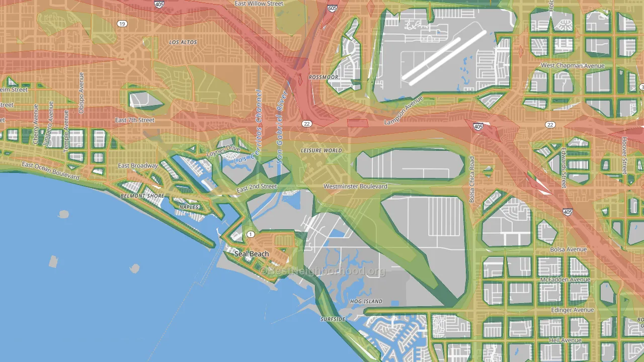 Seal Beach, CA Map of Noise Levels in Seal Beach