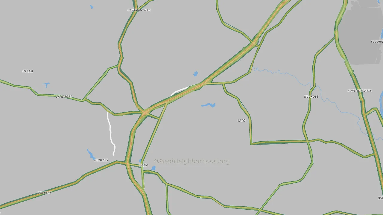 Seale, AL Map of Noise Levels in Seale