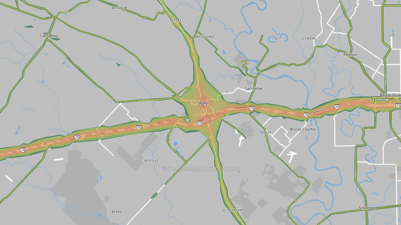 Sealy, TX Map of Noise Levels in Sealy