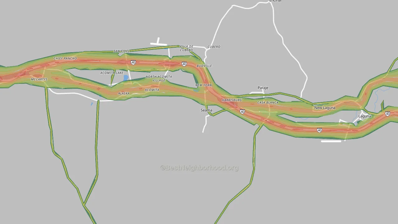 Seama, NM Map of Noise Levels in Seama