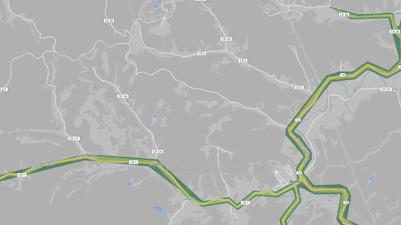 Seaman, WV Map of Noise Levels in Seaman