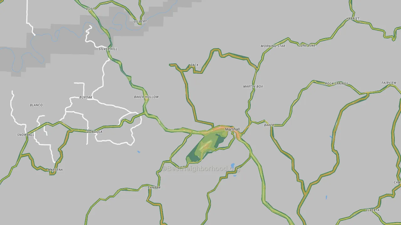 Searcy County, AR Map of Noise Levels in Searcy County