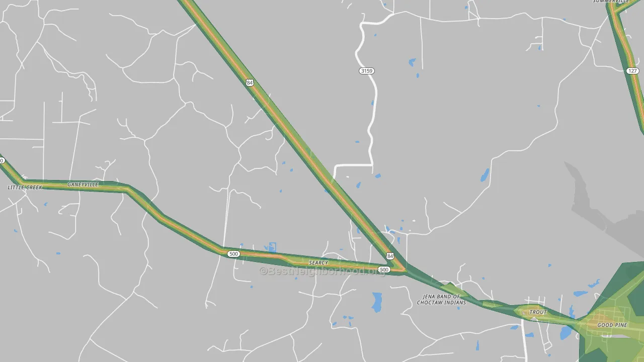 Searcy, LA Map of Noise Levels in Searcy