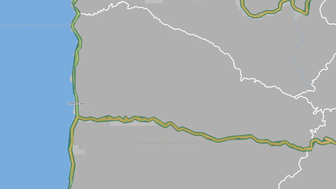 Searose Beach, OR Map of Noise Levels in Searose Beach