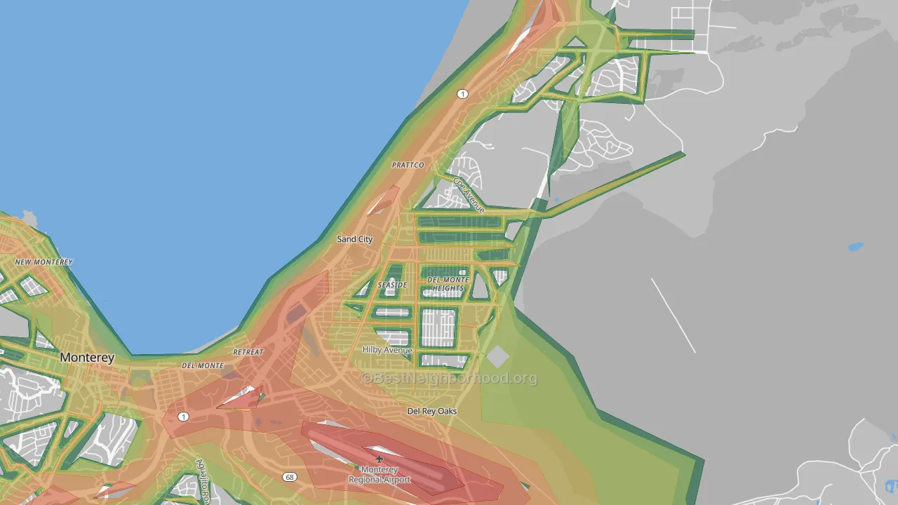 Seaside, CA Map of Noise Levels in Seaside