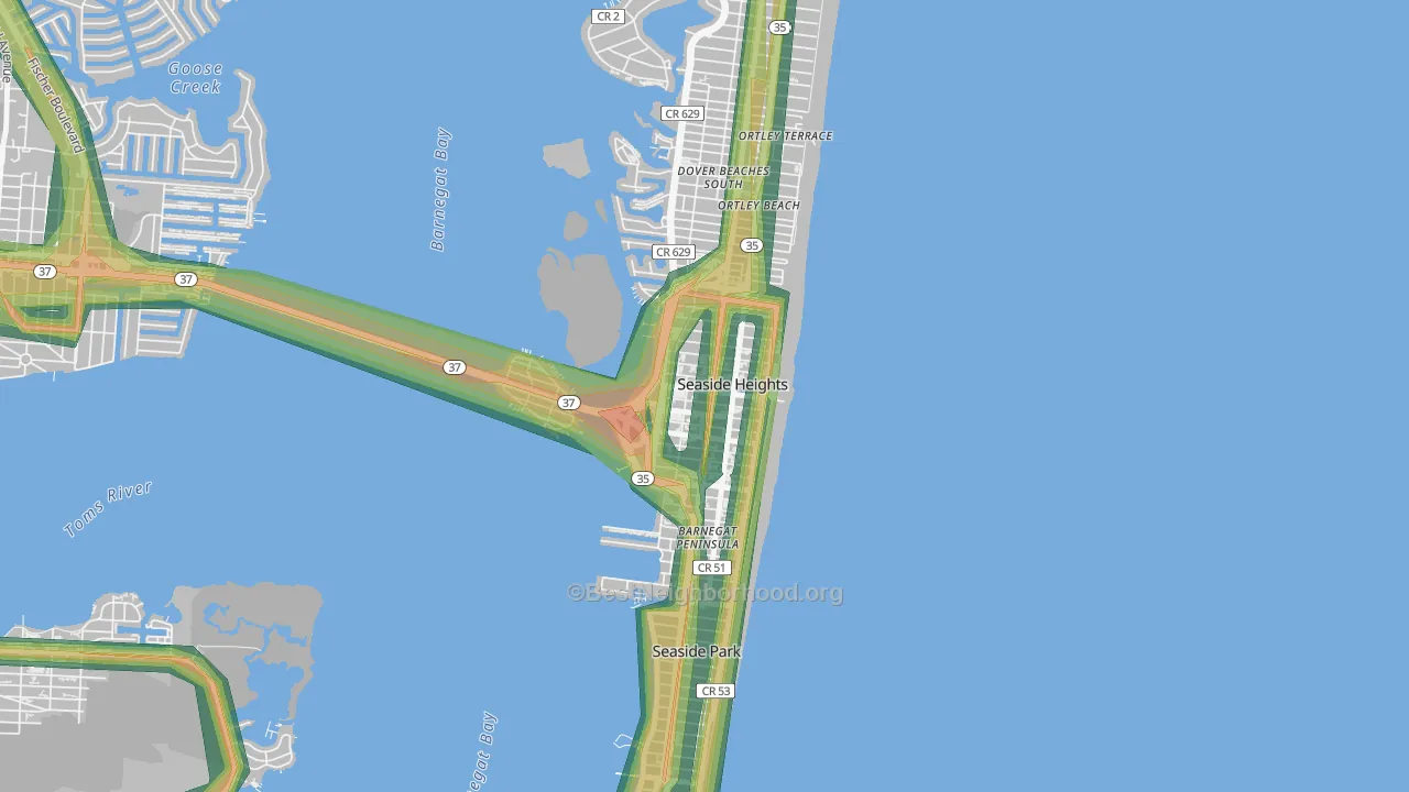Seaside Heights, NJ Map of Noise Levels in Seaside Heights