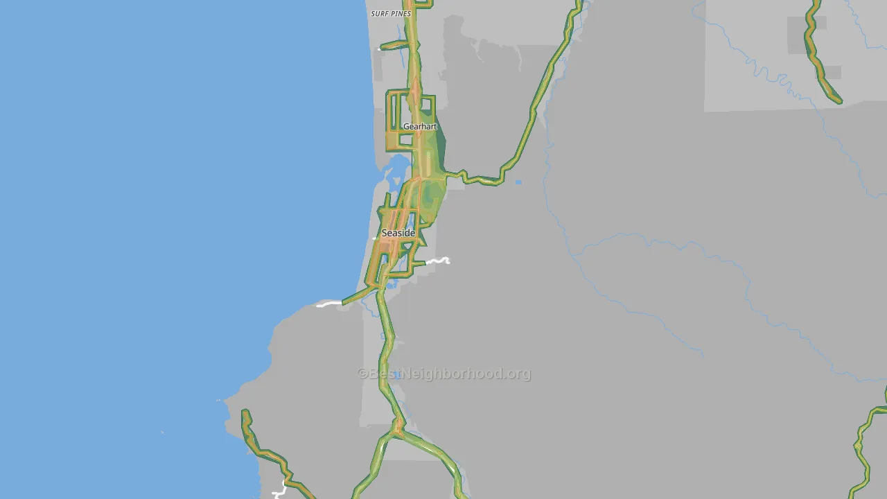 Seaside, OR Map of Noise Levels in Seaside