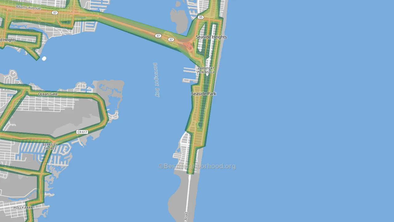 Seaside Park, NJ Map of Noise Levels in Seaside Park