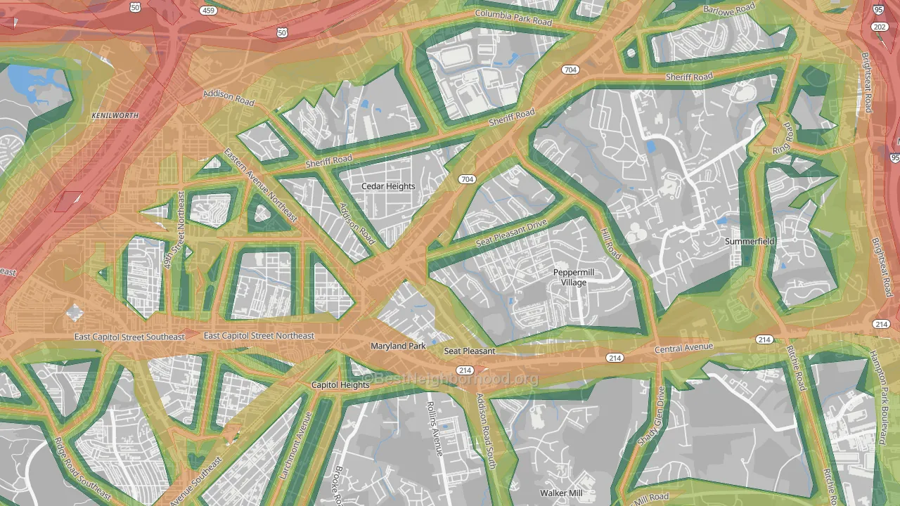 Seat Pleasant, MD Map of Noise Levels in Seat Pleasant