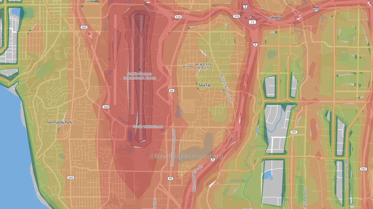 SeaTac, WA Map of Noise Levels in SeaTac
