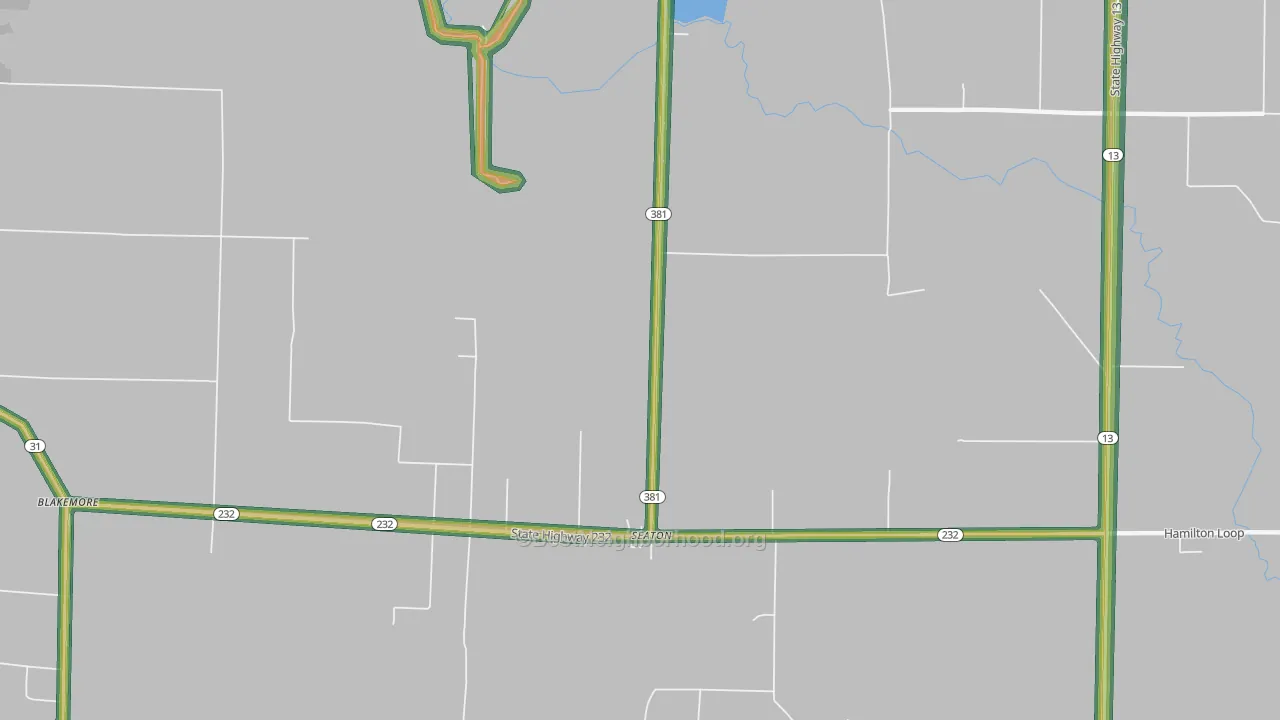 Seaton, AR Map of Noise Levels in Seaton