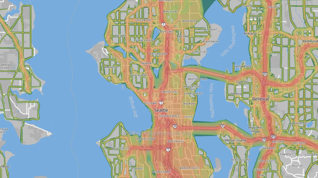 Seattle, WA Map of Noise Levels in Seattle