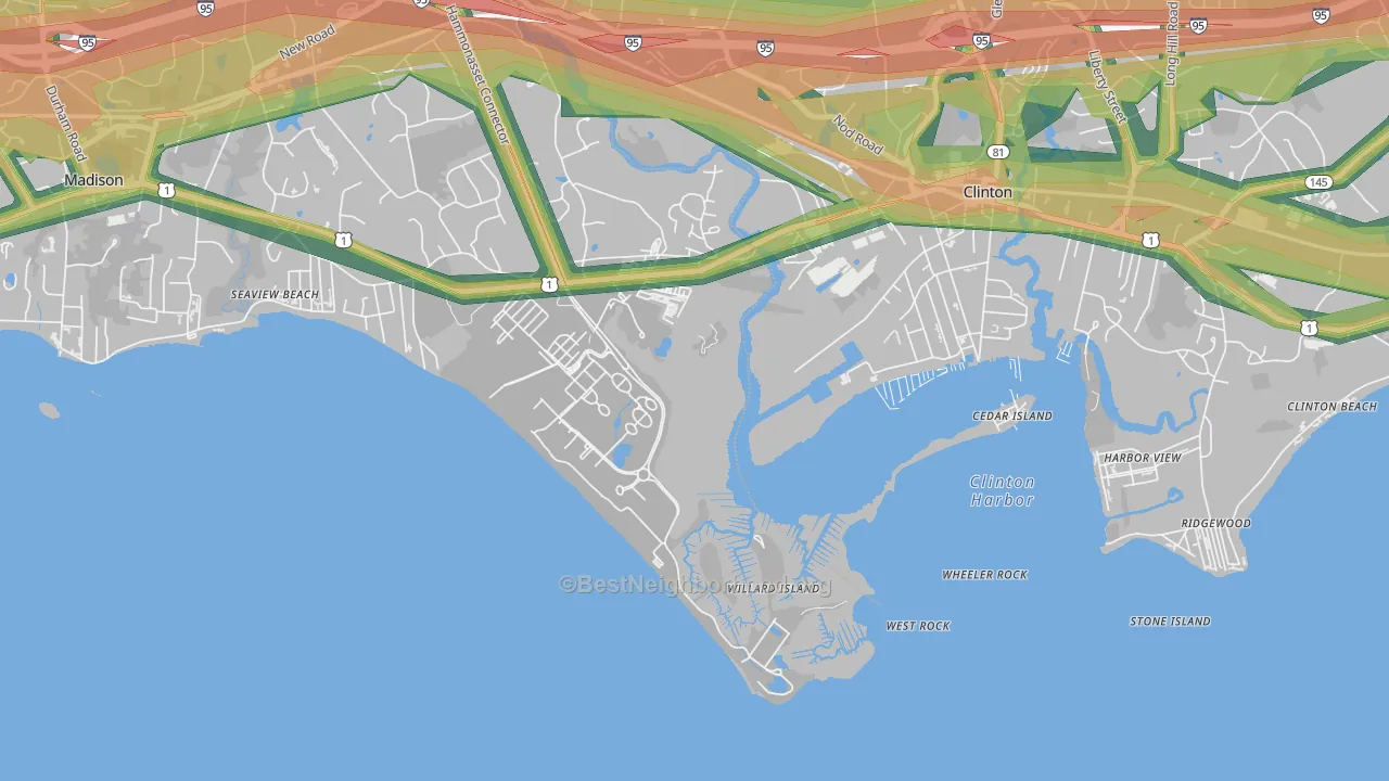 Seaview Beach, CT Map of Noise Levels in Seaview Beach