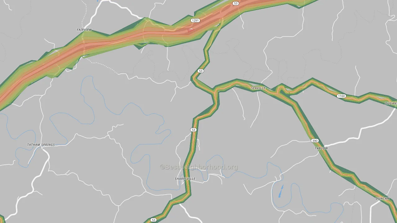 Seaville, KY Map of Noise Levels in Seaville