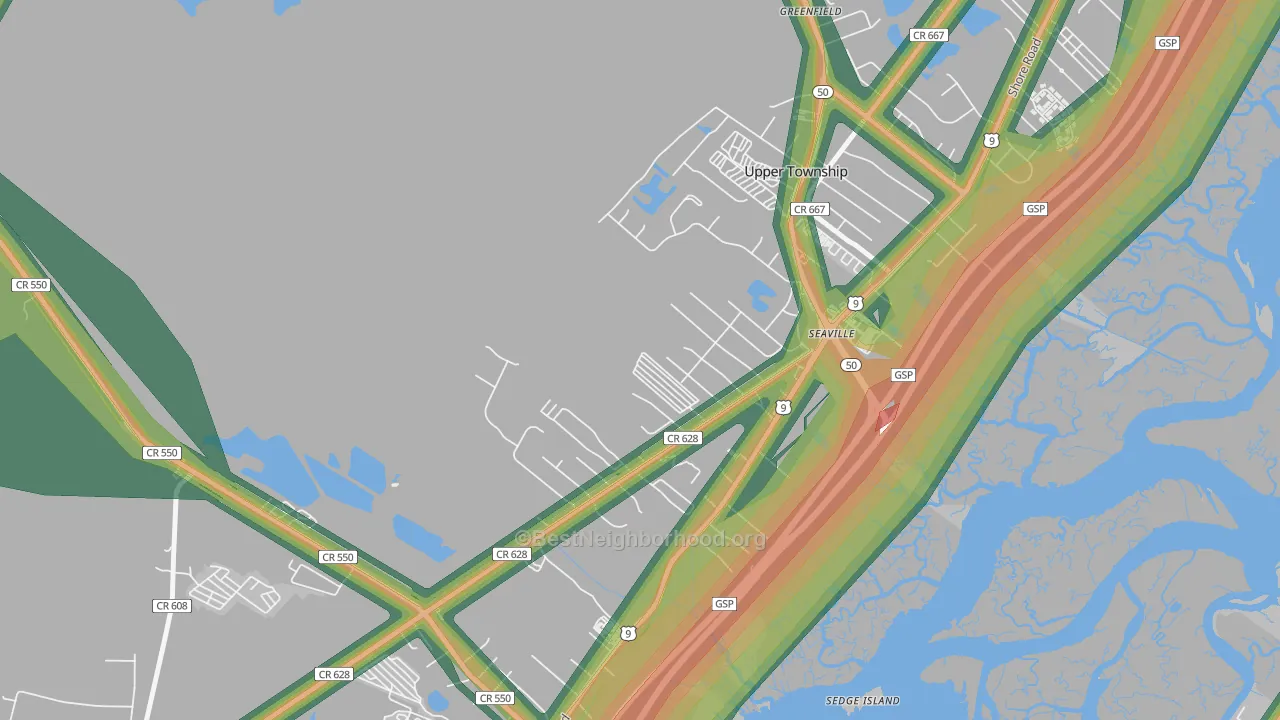 Seaville, NJ Map of Noise Levels in Seaville