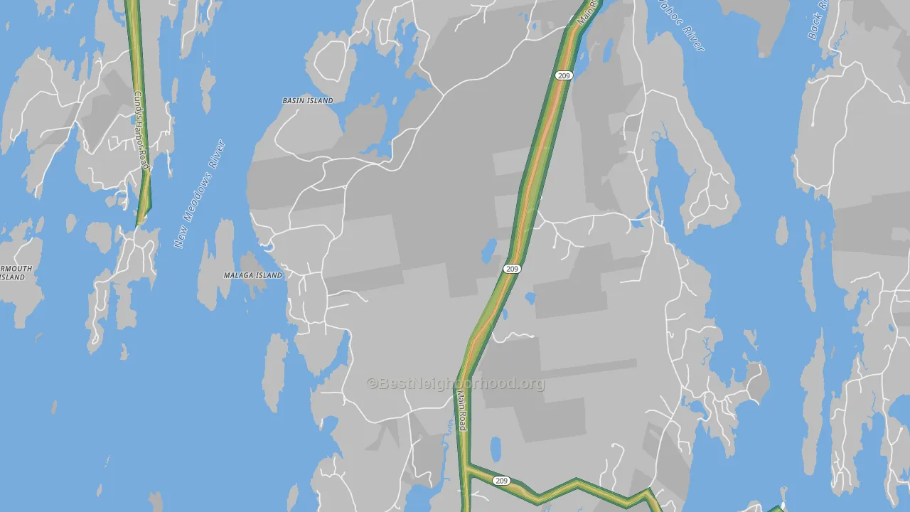 Sebasco Estates, ME Map of Noise Levels in Sebasco Estates