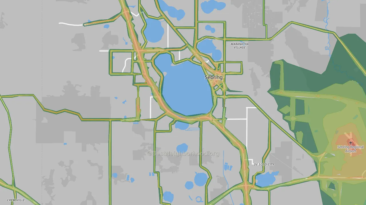 Sebring, FL Map of Noise Levels in Sebring