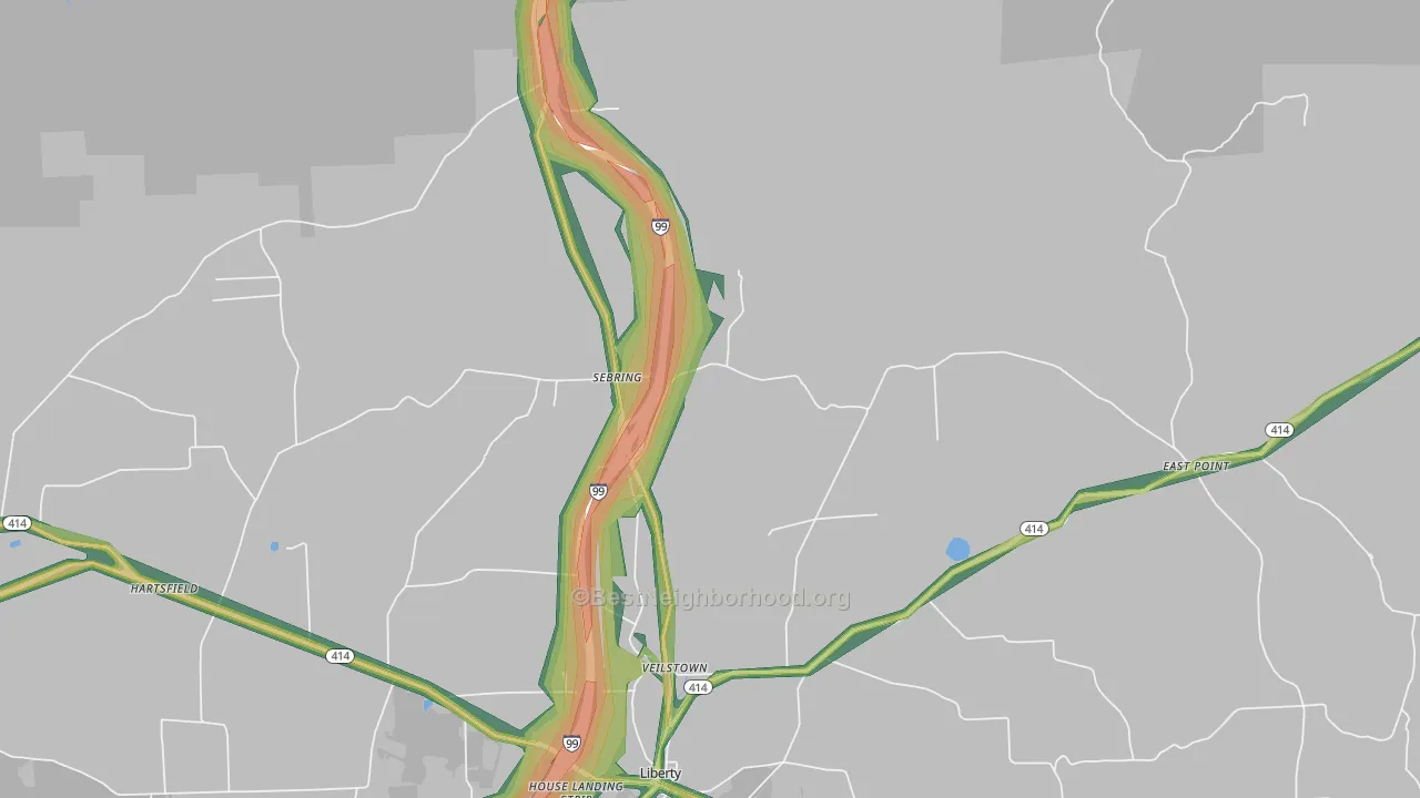 Sebring, PA Map of Noise Levels in Sebring
