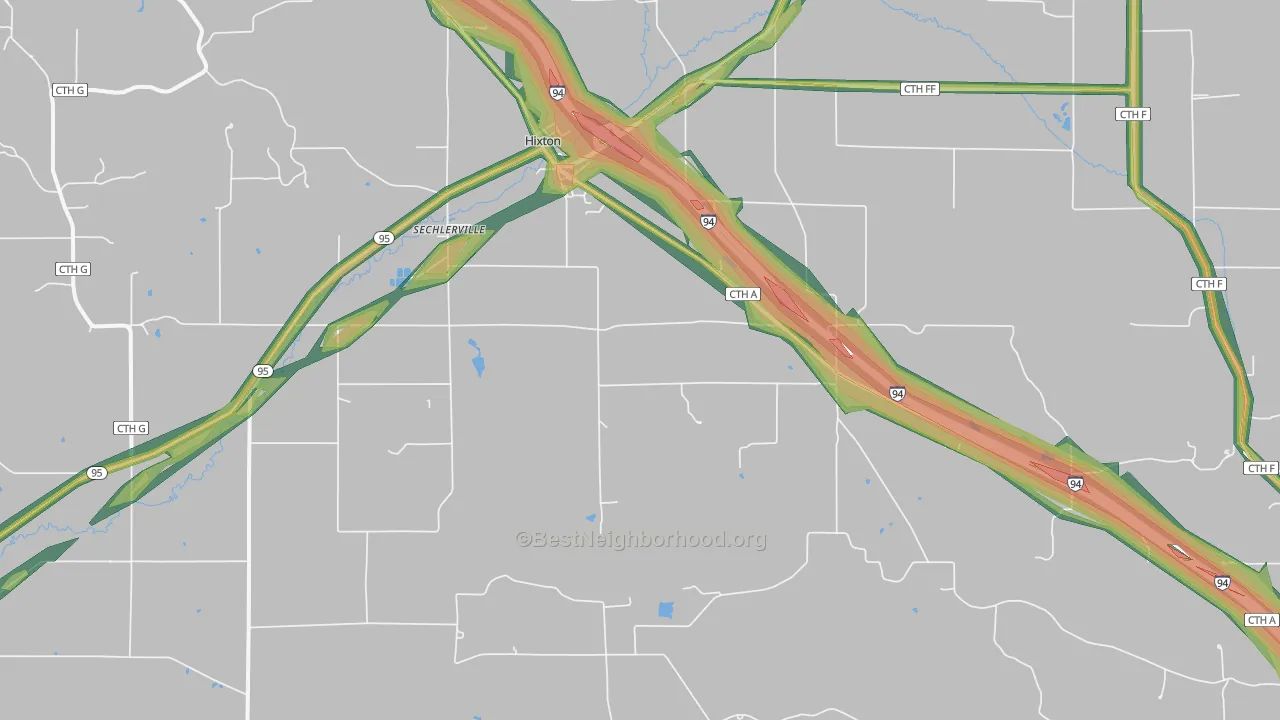 Sechlerville, WI Map of Noise Levels in Sechlerville