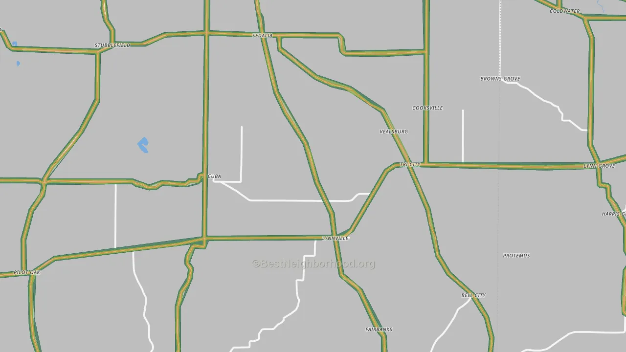 Sedalia, KY Map of Noise Levels in Sedalia