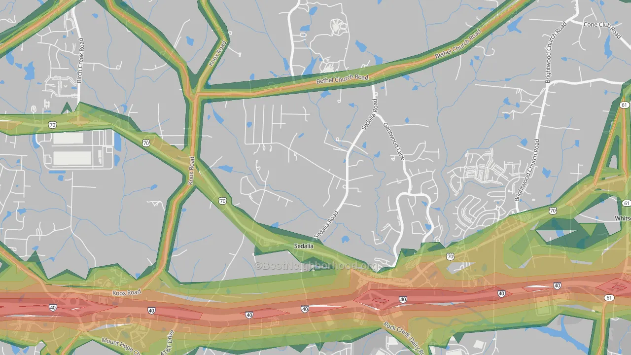 Sedalia, NC Map of Noise Levels in Sedalia