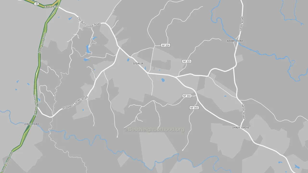 Sedalia, SC Map of Noise Levels in Sedalia