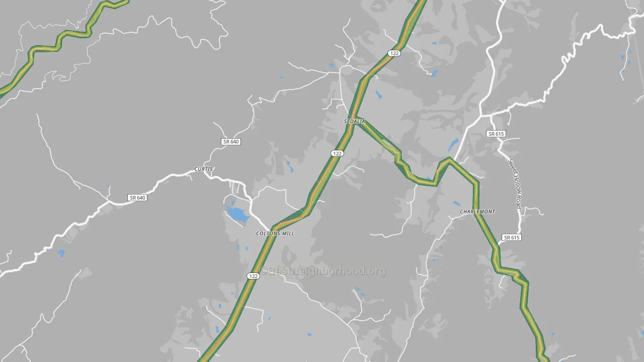 Sedalia, VA Map of Noise Levels in Sedalia