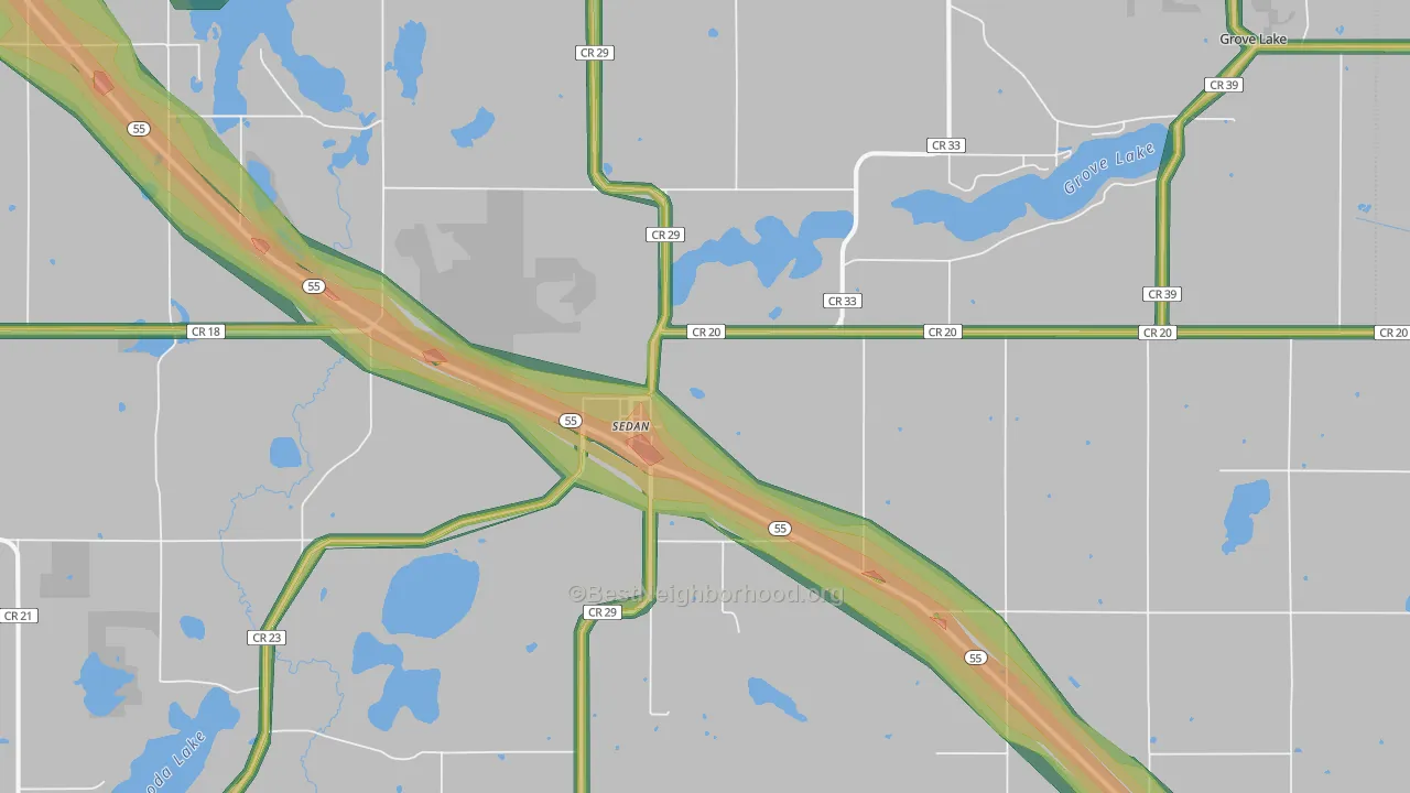 Sedan, MN Map of Noise Levels in Sedan