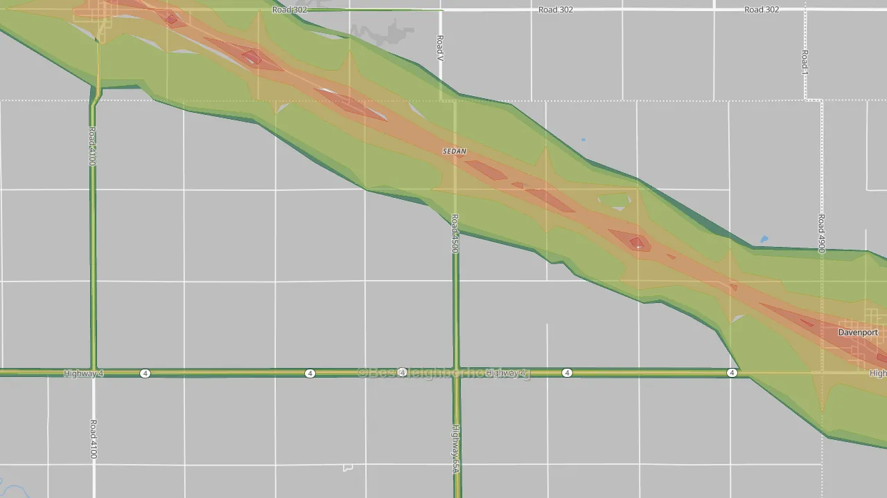 Sedan, NE Map of Noise Levels in Sedan